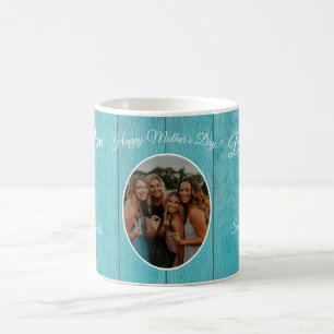 Caneca De Café Melhor Mãe Alguma Vez Rustic Teal Blue Sunflower F