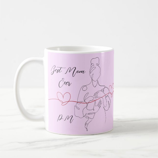Caneca De Café Melhor Mãe Alguma Vez Trendy One Line Motherhood H (Esquerda)