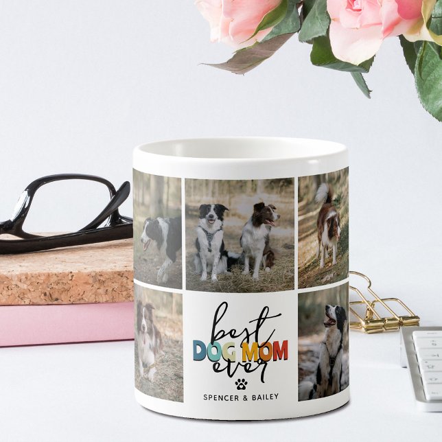Caneca De Café Melhor Mãe de Cachorro de Todos os Tempos Colagem  (Criador carregado)