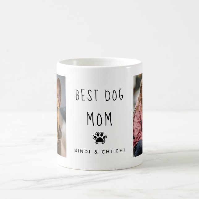 Caneca De Café Melhor mãe de cachorro | Duas Fotografias Texto Ma (Centro)