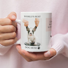 Caneca De Café Melhor Mãe de Cachorro | Foto de Colagem | Rosa Pa