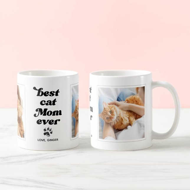 Caneca De Café Melhor Mãe de Cat já Personalizada Foto e Texto (Criador carregado)