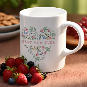 Caneca De Café Melhor Mãe De Coração Floral Com Aquarela Nunca