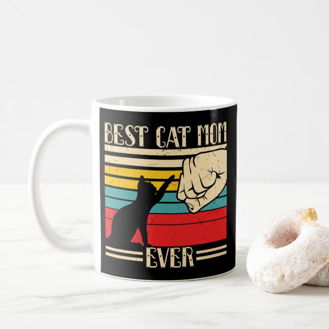 Caneca De Café Melhor Mãe de Gato de Todos os Tempos (Com Donut)