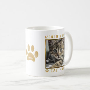 Caneca De Café Melhor Mãe de Gato do Mundo com Pegadas de Pata em