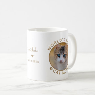 Caneca De Café Melhor Mãe de Gato do Mundo Dourado Nome Personali