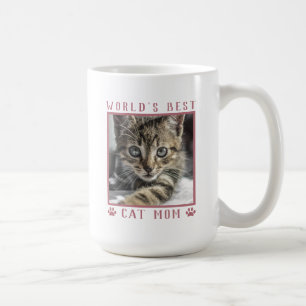 Caneca De Café Melhor Mãe de Gato do Mundo Foto do Pet Pink Paw P