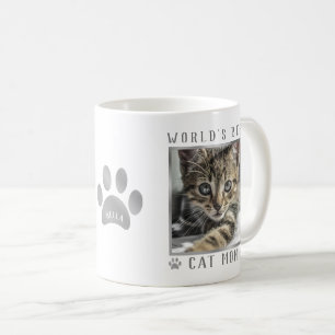 Caneca De Café Melhor Mãe de Gato do Mundo Foto Patas em Folha de
