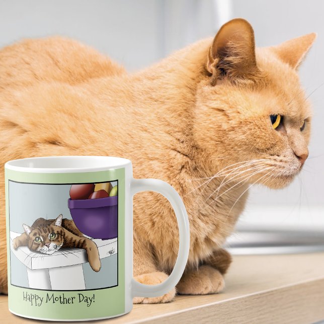 Caneca De Café Melhor Mãe de Gato Doce Gato Tabby Dia das Mães Ve (Criador carregado)