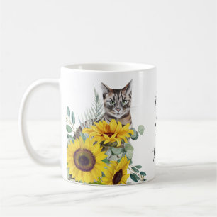 Caneca De Café Melhor Mãe de Gato Girassol Floral