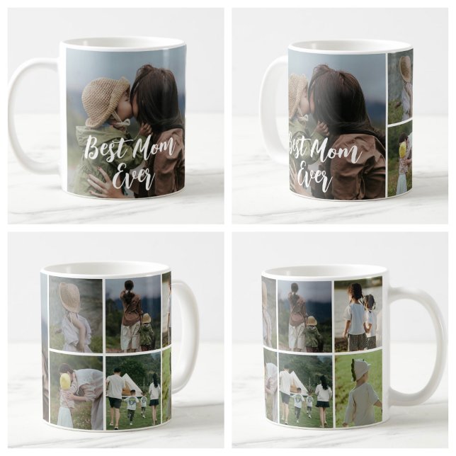 Caneca De Café Melhor Mãe de Todos Colagem de Fotos Personalizada (Criador carregado)