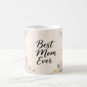 Caneca De Café Melhor Mãe de Todos os Tempos Design Floral de Pre