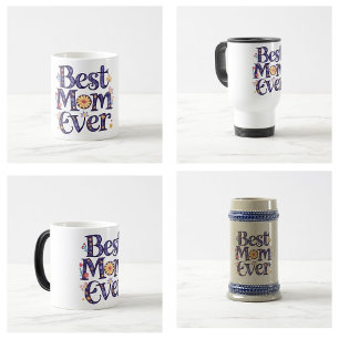 Caneca De Café Melhor Mãe de Todos os Tempos Flores Bonitas Dia d