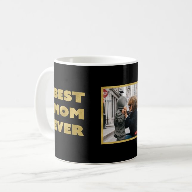 Caneca De Café Melhor Mãe de Todos os Tempos Moderno Simples Foto (Frente Esquerda)
