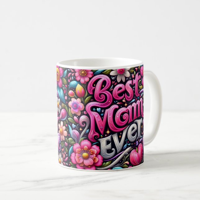 Caneca De Café Melhor Mãe de Todos os Tempos Retro (Frente Esquerda)