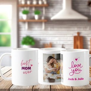 Caneca De Café Melhor Mãe Dia de as mães de Foto Rosa Moderno