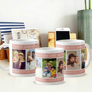 Caneca De Café Melhor Mãe do Mundo Colagem de Fotos Pêssego Feliz