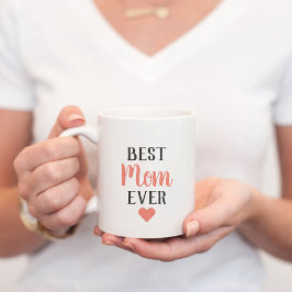 Caneca De Café Melhor Mãe do Mundo Coração com Letra Coral