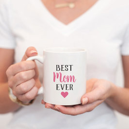 Caneca De Café Melhor Mãe do Mundo Coração com Letra Rosa