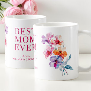 Caneca De Café Melhor Mãe do Mundo Floral Elegante Flores Dia das