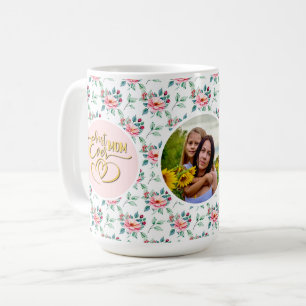 Caneca De Café Melhor Mãe do Mundo Floral Foto Dia das Mães