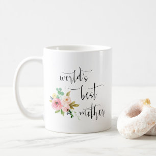 Caneca De Café Melhor Mãe do Mundo Floral Mínimo Moderno