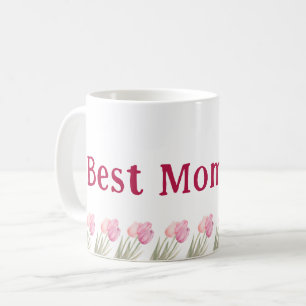 Caneca De Café Melhor Mãe do Mundo Floral Rosa Macio Dia das Mães