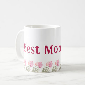 Caneca De Café Melhor Mãe do Mundo Floral Rosa Macio Dia das Mães