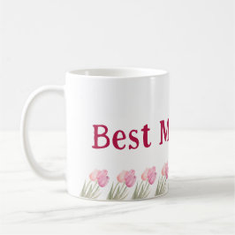 Caneca De Café Melhor Mãe do Mundo Floral Rosa Macio Dia das Mães