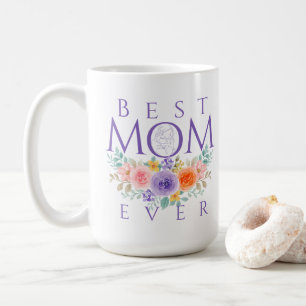 Caneca De Café Melhor Mãe do Mundo Flores, Citação do Dia das Mãe