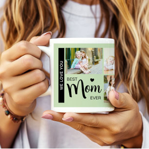 Caneca De Café Melhor Mãe do Mundo Foto do Dia das Mães Verde