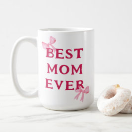 Caneca De Café Melhor Mãe do Mundo Laço Rosa Presente Minimalista