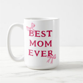 Caneca De Café Melhor Mãe do Mundo Laço Rosa Presente Minimalista