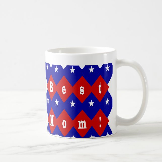 Caneca De Café Melhor Mãe em Forma de Diamante Patriótica (Direita)