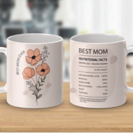 Caneca De Café Melhor Mãe Fatos Nutricionais Mug - Papoila Floral