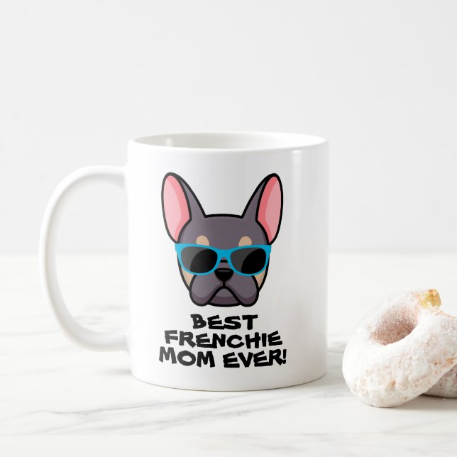 Caneca De Café Melhor Mãe Frenchie Dia das Mães Lilac Tan Frenchi (Com Donut)