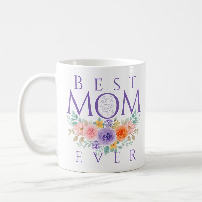 Caneca De Café Melhor Mãe Já Flores, Dia de as mães (Esquerda)