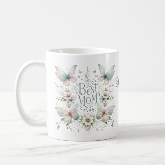 Caneca De Café Melhor Mãe Já Pastel Floral Personalizada (Esquerda)
