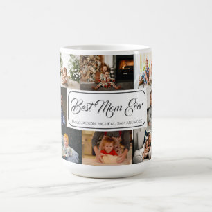 Caneca De Café Melhor Mãe já Personalizada Colagem de Fotos Moder
