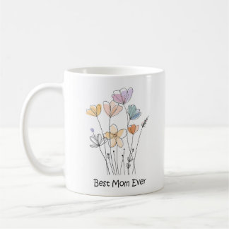 Caneca De Café Melhor Mãe Já Primavera esboço Floral Coffee Mug