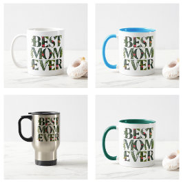 Caneca De Café Melhor Mãe Moderna, Flores E Plantas Verdes