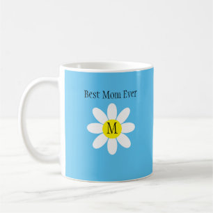 Caneca De Café Melhor Mãe Nunca Branca Daisy Sky Blue Solteiro in