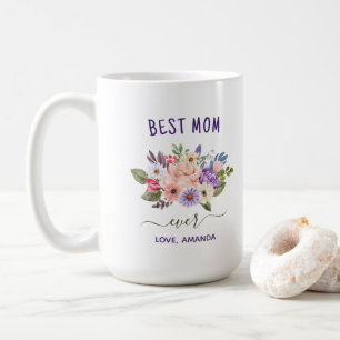 Caneca De Café Melhor Mãe PERSONALIZÁVEL   Flores russas Bonito