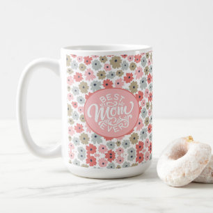 Caneca De Café Melhor Mãe Rosa Floral 