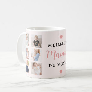 Caneca De Café Melhor Mamãe do Mundo Foto Colagem Rosa Bege