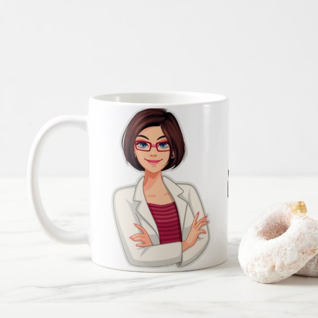 Caneca De Café Melhor Médica Personalizada, Brunette Female (Com Donut)