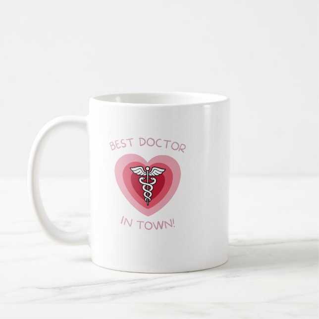 Caneca De Café Melhor Médico da Cidade Projeto Médico Coração (Esquerda)