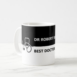 Caneca De Café Melhor Médico Nunca Personalizado Nome Preto e Br