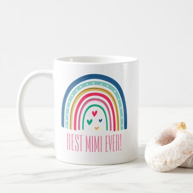 Caneca De Café Melhor Mimi Ever Rainbow (Com Donut)
