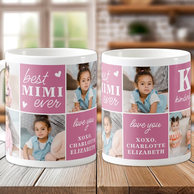 Caneca De Café Melhor MIMI Personalizado 7 Fotografias Rosa Vovó (Criador carregado)